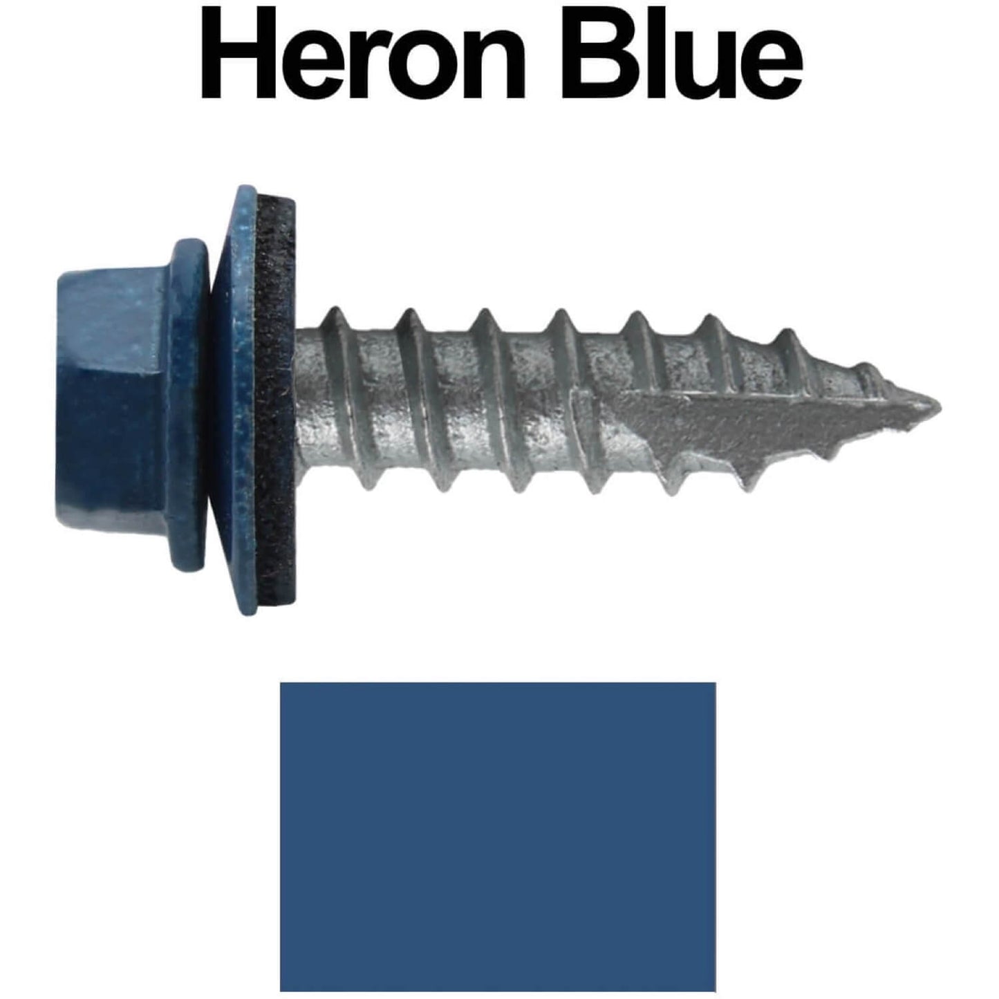#14 x 1"  Metal ROOFING SCREWS - Hex Washer Head - Self starting/self tapping - EPDM washer. Colored head.