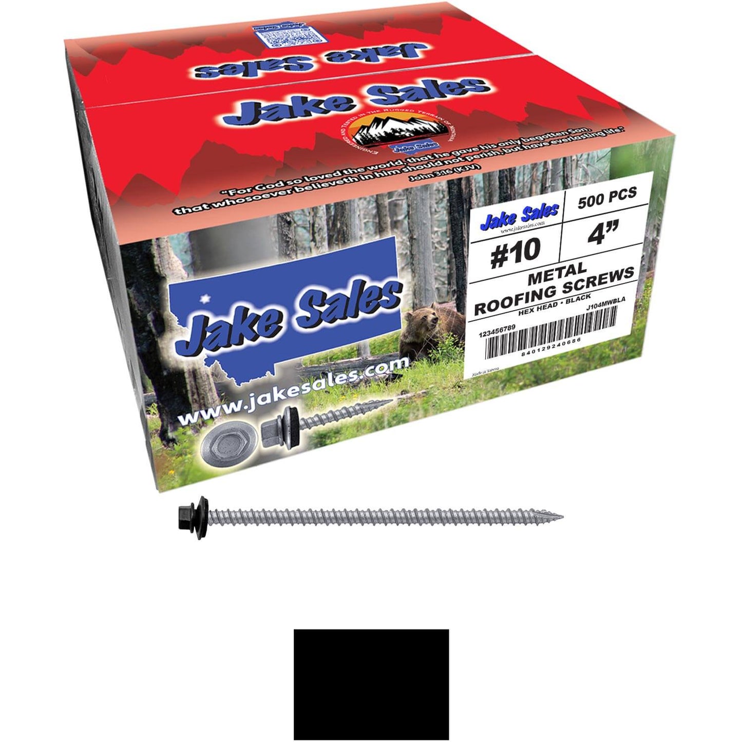 #10 x 4" Metal ROOFING SCREWS - Hex Washer Head - Self starting/self tapping - EPDM washer. Colored head.