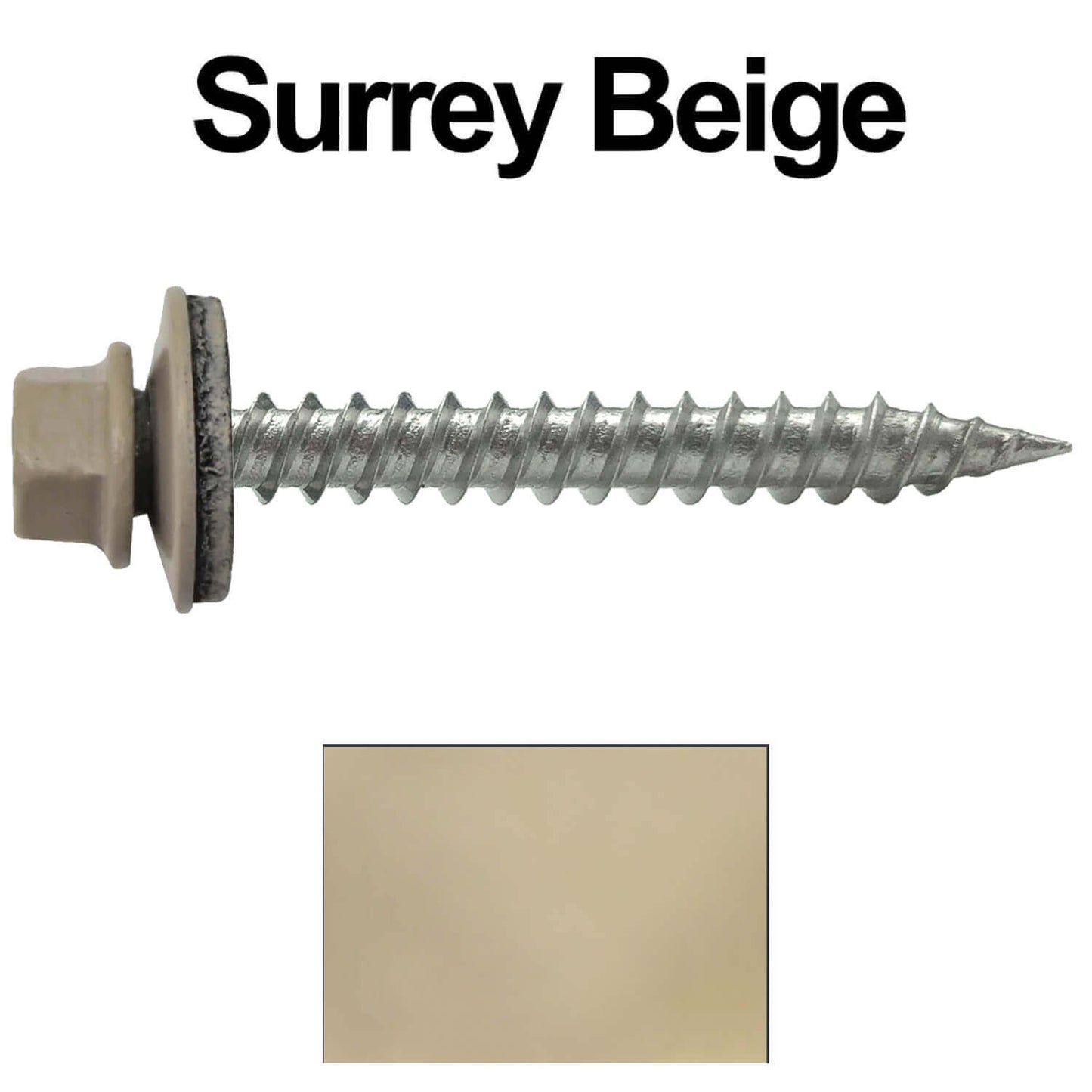 #9 x 1-1/2" Stainless Steel Metal Roofing Screws - Hex Washer Head - Self-Piercing (SP) tip metal to wood siding screws. EPDM washer. Colored head.