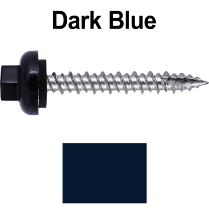 10 X 1-1/2" HI-LO Zinc Aluminum Cap Metal Roofing Screws - Hex Washer Head - Self starting/self tapping - EPDM washer. Colored head.