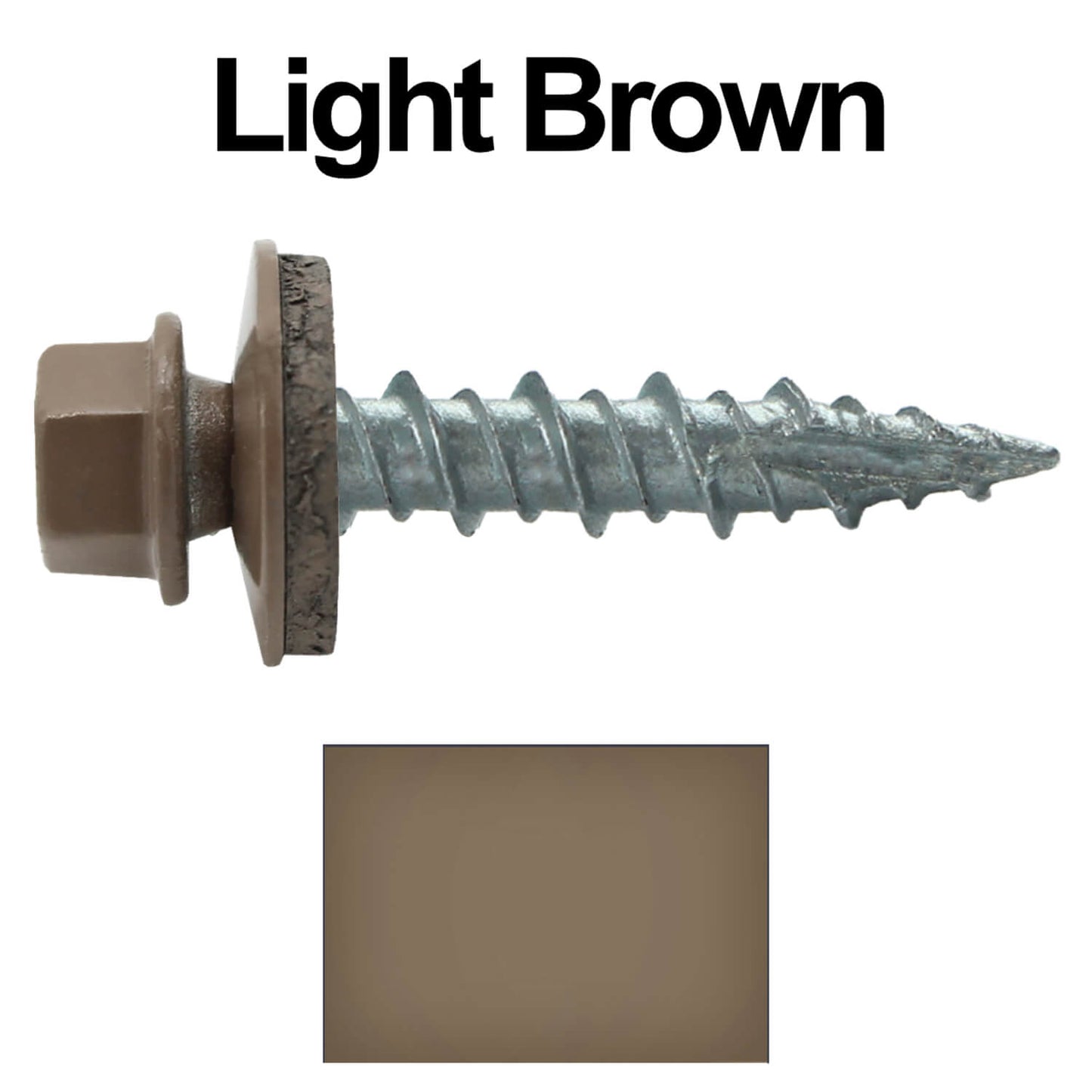 #10 x 1" Metal ROOFING SCREWS - Hex Washer Head - Self starting/self tapping - EPDM washer. Colored head.