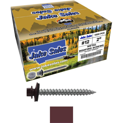 #12 x 2" RE-GRIP METAL ROOFING SCREWS - Hex Washer Head - Self starting/self tapping - EPDM washer. Colored head.