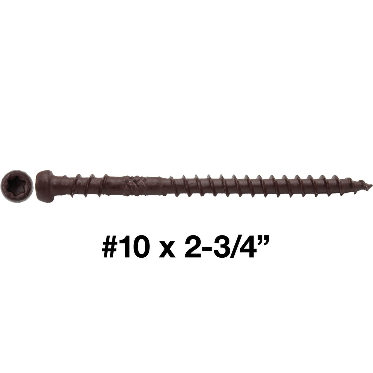 #10 x 2-3/4" Colored Composite Decking Wood Screws with Torx/Star Drive Head (T20 Bit), Exterior Coated, Compatible with Pressure Treated and ACQ Lumber