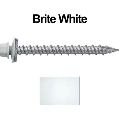#10 x 2" Metal ROOFING SCREWS - Hex Washer Head - Self starting/self tapping - EPDM washer. Colored head.