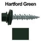 #10 x 1" Metal ROOFING SCREWS - Hex Washer Head - Self starting/self tapping - EPDM washer. Colored head.