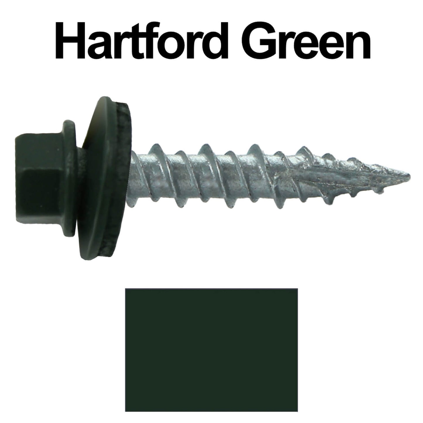 #10 x 1" Metal ROOFING SCREWS - Hex Washer Head - Self starting/self tapping - EPDM washer. Colored head.