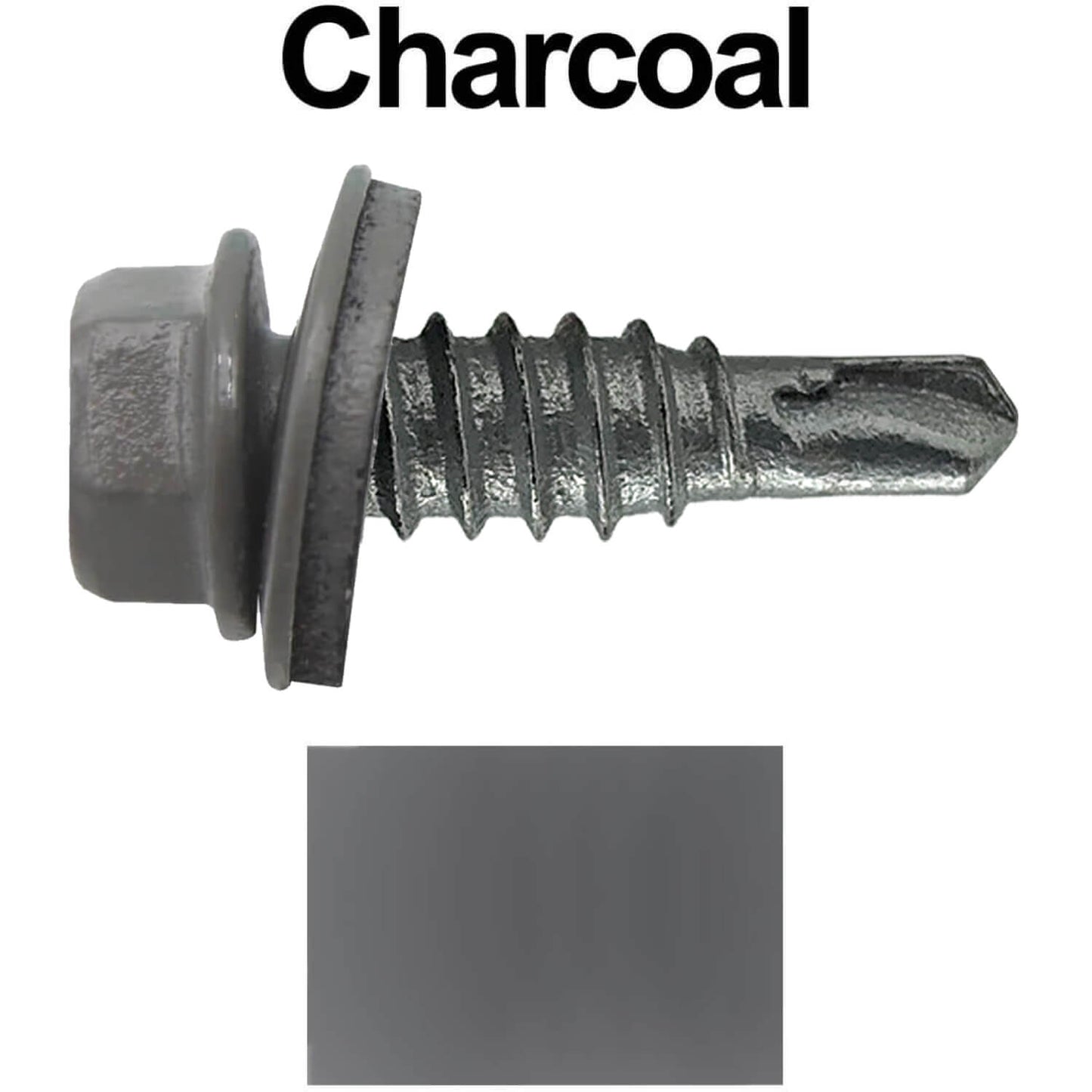 #14 x 7/8" Stitch Tek Metal to Metal Type #1 Roofing Screws - Hex Washer Head - Drill Point - 9/16" EPDM washer.