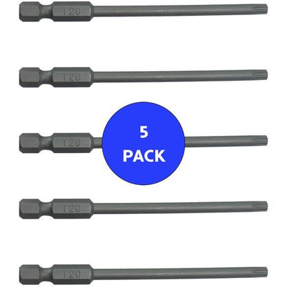 T20 (T-20) Torx/Star Driver Bit - Color Coded Torx/Star Drive Quick Change Shank Bit for Screws and Fasteners Requiring T20 (T-20)