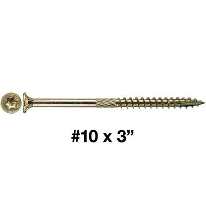#10 x 3" Gold Star Wood Screw, T-30 Torx Drive, Flat Head - (Pallet of 48 x Full Boxes) ~72,000 Screw Count
