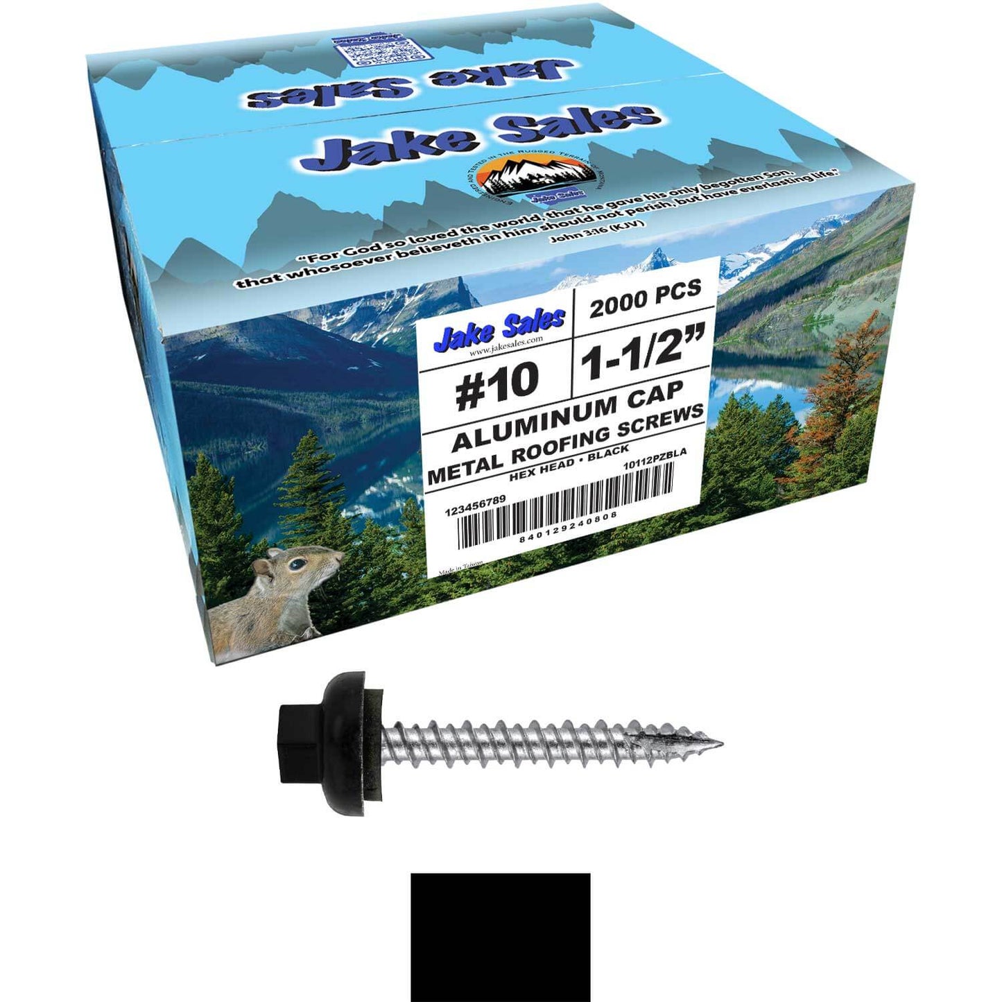 10 X 1-1/2" HI-LO Zinc Aluminum Cap Metal Roofing Screws - Hex Washer Head - Self starting/self tapping - EPDM washer. Colored head.