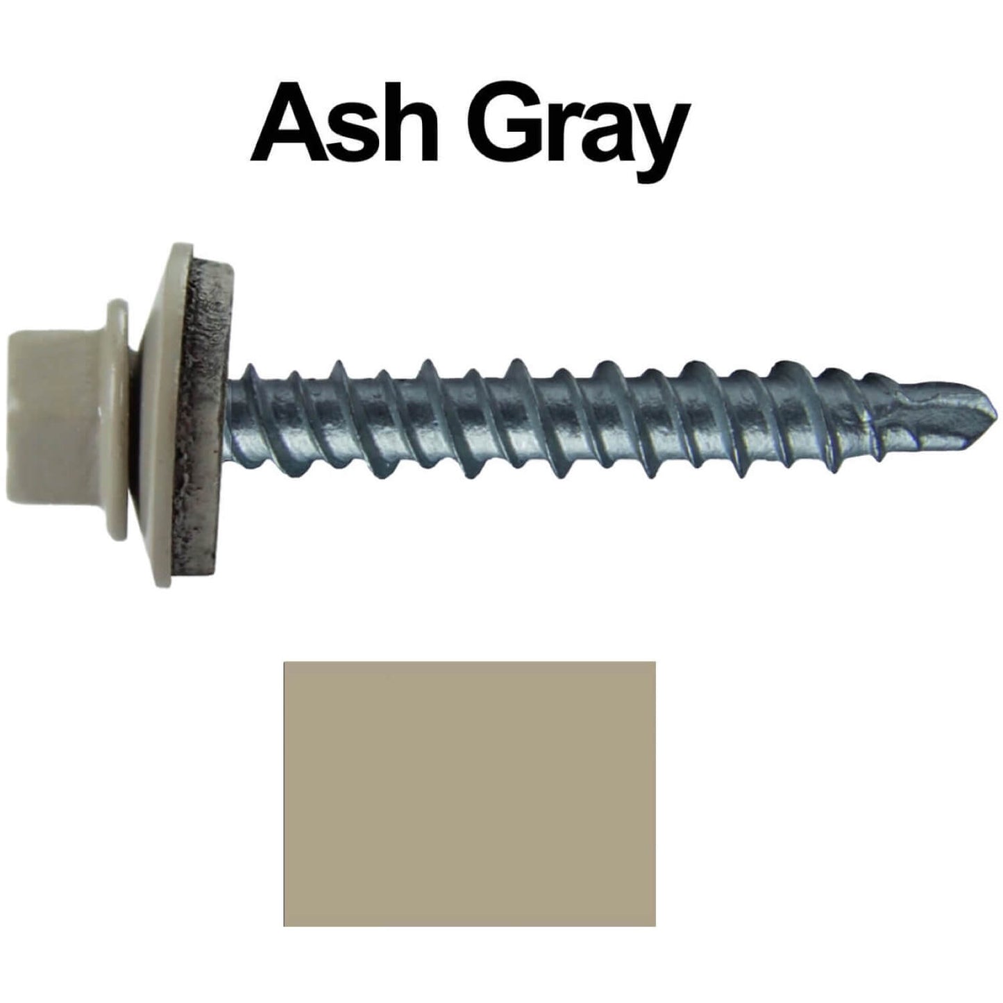 #10 x 1-1/2" Mini Driller Sheet Metal Roofing Screw - Hex Washer Head -  Self starting metal to wood siding screws. EPDM washer. Colored head.