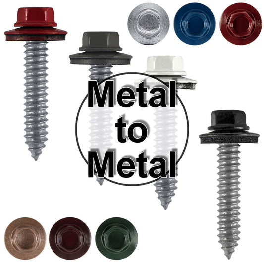 17 x 1-1/2 Metal Roofing Screws - Metal Panel to Metal Purlins and Recovery Screws - Hex Washer Head - EPDM washer.