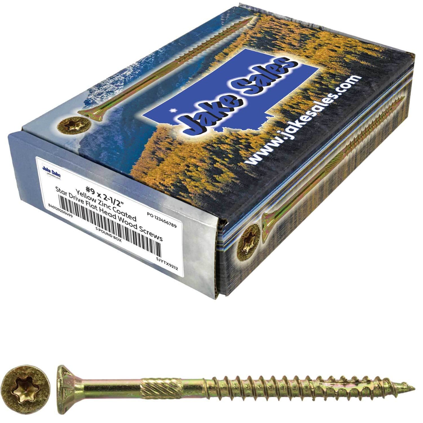 #9 Yellow Zinc Coated General Purpose Wood Screws. Torx/Star Drive Head - Multipurpose Torx/Star Drive Wood Screws