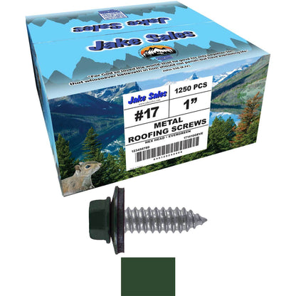 17 x 1"  Metal Roofing Screws - Metal Panel to Metal Purlins and Recovery Screws - Hex Washer Head - EPDM washer.