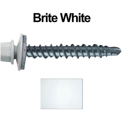 #10 x 1" Mini Driller Sheet Metal Roofing Screw - Hex Washer Head -  Self starting metal to wood siding screws. EPDM washer. Colored head.