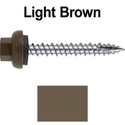 10 X 1-1/2" HI-LO Zinc Aluminum Cap Metal Roofing Screws - Hex Washer Head - Self starting/self tapping - EPDM washer. Colored head.