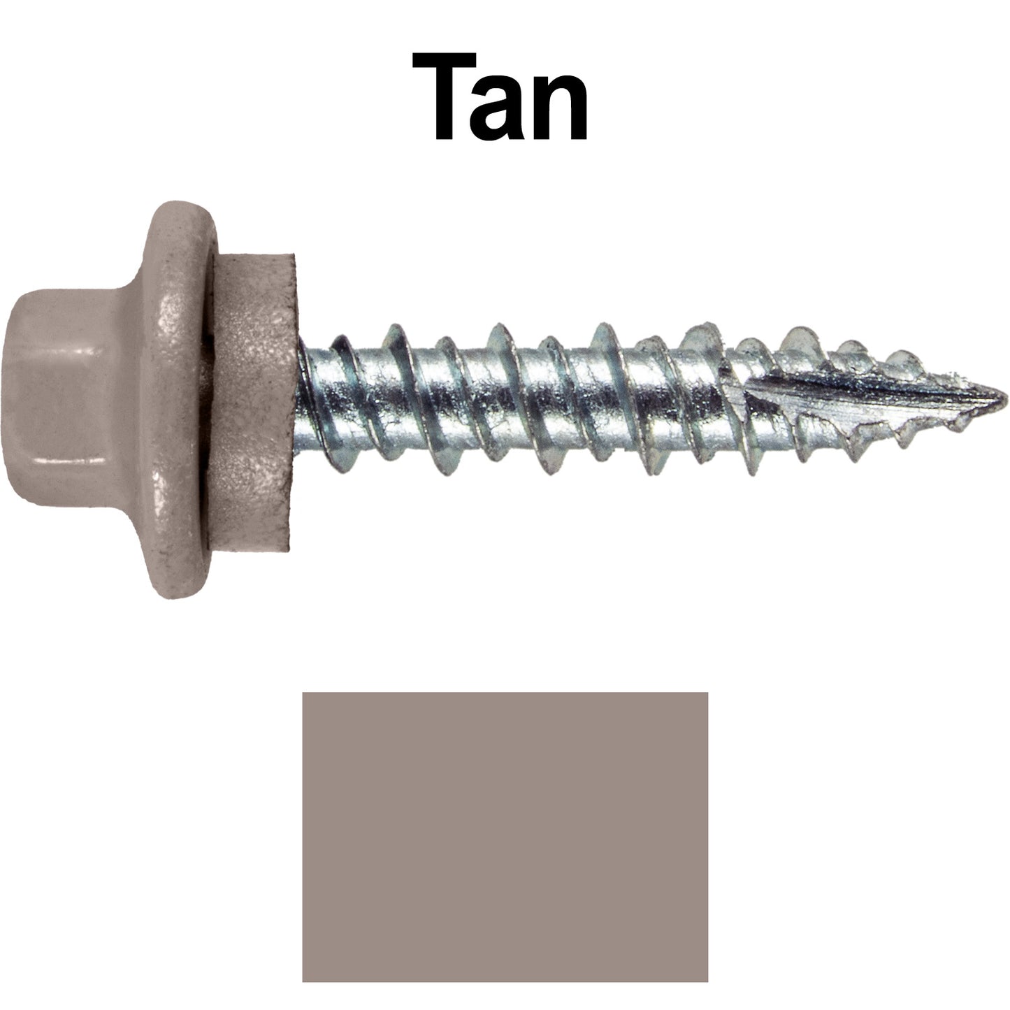 10 x 1" - STAINLESS HEX / ZINC Sheet Metal Roof Screw. Self starting metal to wood siding screws. EPDM washer. Colored head.