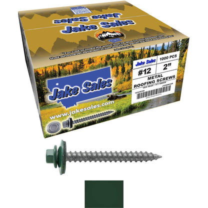 #12 x 2" RE-GRIP METAL ROOFING SCREWS - Hex Washer Head - Self starting/self tapping - EPDM washer. Colored head.