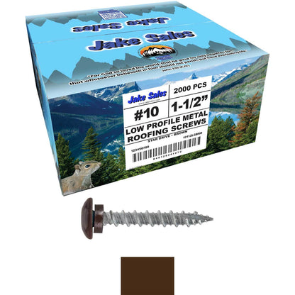 10 x 1-1/2” LOW PROFILE Star Head Roofing Screws - HI-LO Thread - Metal To Wood - T25 Torx Drive Head - EPDM washer