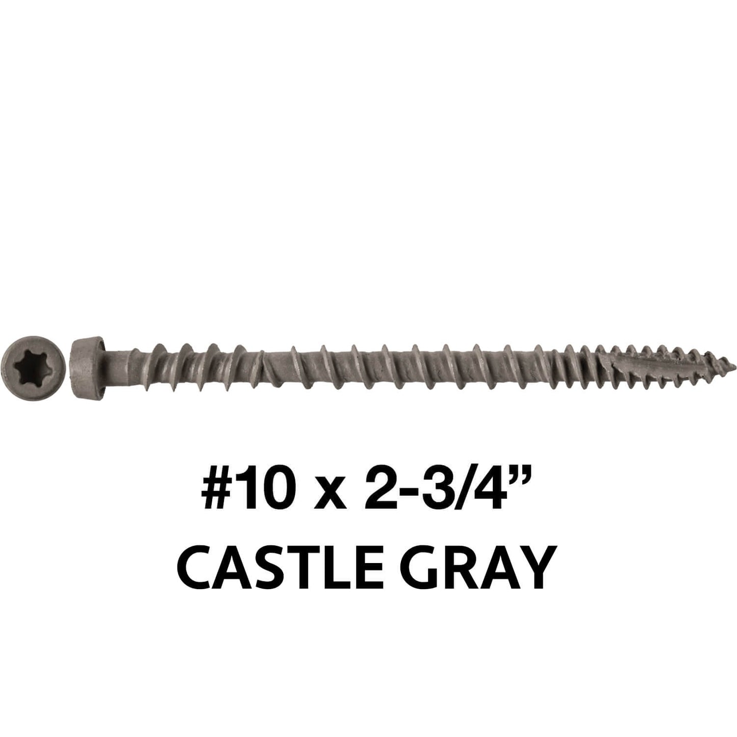 #10 x 2-3/4" Colored Composite Decking Wood Screws with Torx/Star Drive Head (T20 Bit), Exterior Coated, Compatible with Pressure Treated and ACQ Lumber