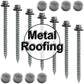 #14 x 3" Metal ROOFING SCREWS - Hex Washer Head - Self starting/self tapping - EPDM washer. Colored head.