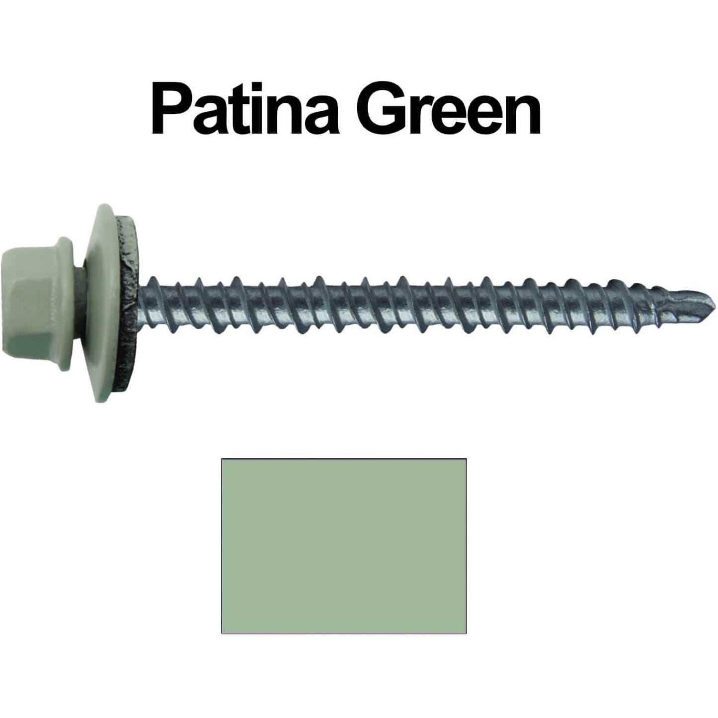 #10 x 2-1/2" Mini Driller Sheet Metal Roofing Screw - Hex Washer Head -  Self starting metal to wood siding screws. EPDM washer. Colored head.