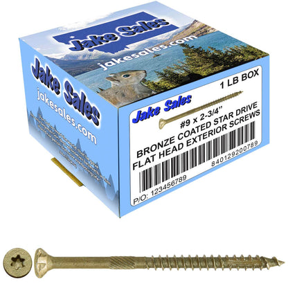 #9 x 1-1/2" - 3-1/8" Bronze Exterior Coated Wood Screw Torx/Star Drive Head - Multipurpose Exterior Coated Torx/Star Drive Wood Screws