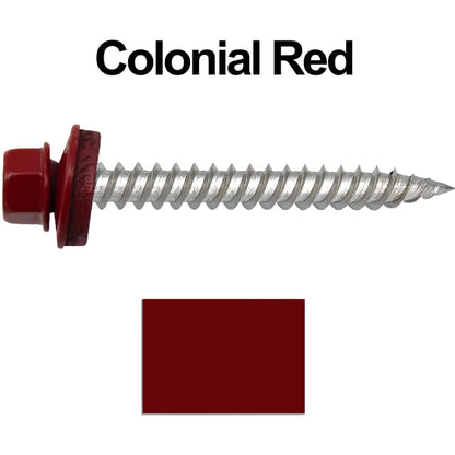 12 x 2"  Stainless Steel Metal Roofing Screw - Hex ReGrip Washer Head - Self starting/self tapping - EPDM washer. Colored head.