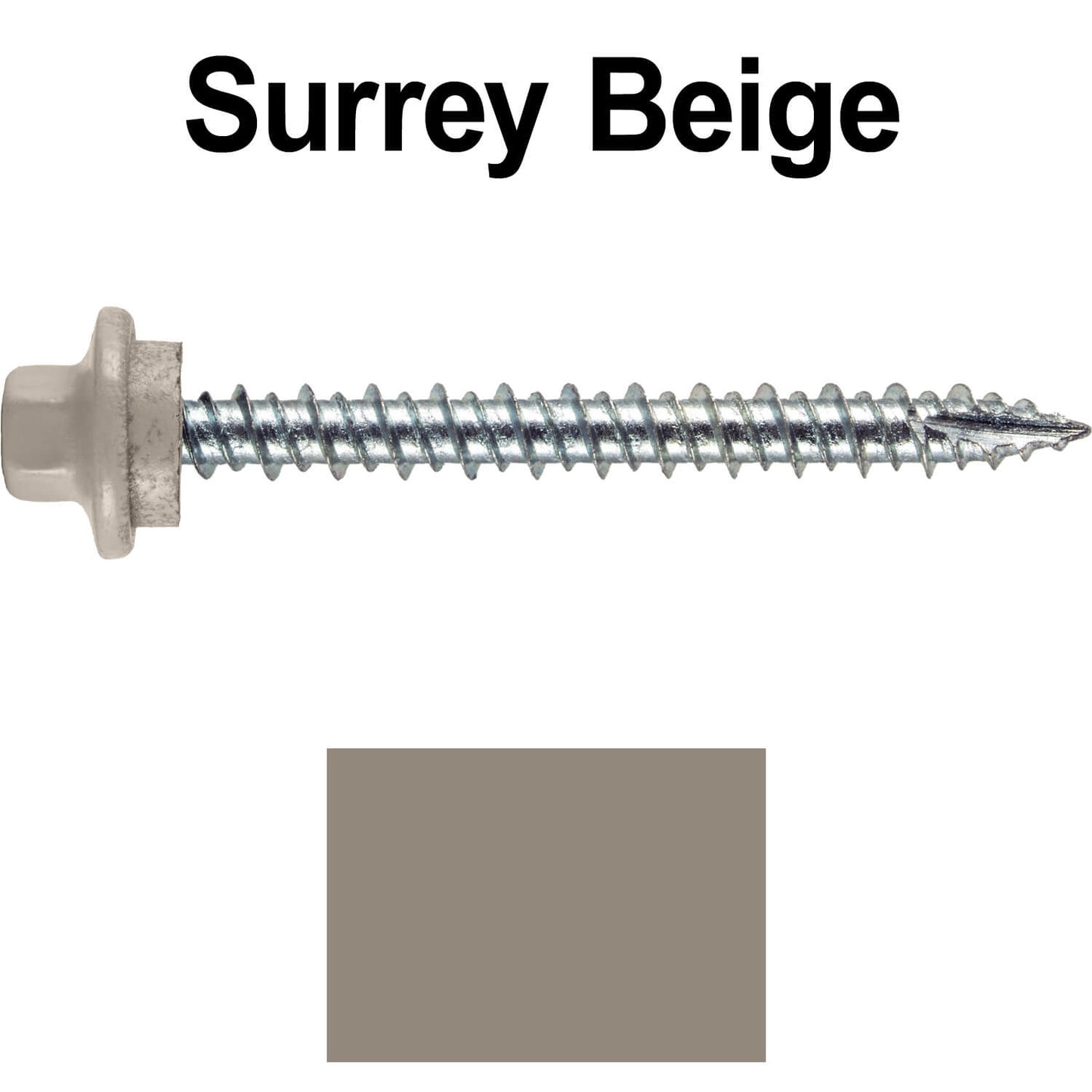 10 x 2” - STAINLESS HEX / ZINC Sheet Metal Roof Screw. Self starting metal to wood siding screws. EPDM washer. Colored head.