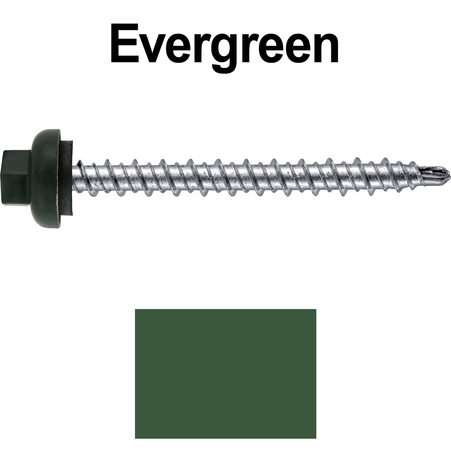 10 X 2” Zinc Aluminum Cap MINI-DRILLER Roofing Screws HI-LO THREAD Zinc Plated Carbon Steel Shank - EPDM Washer - Colored head