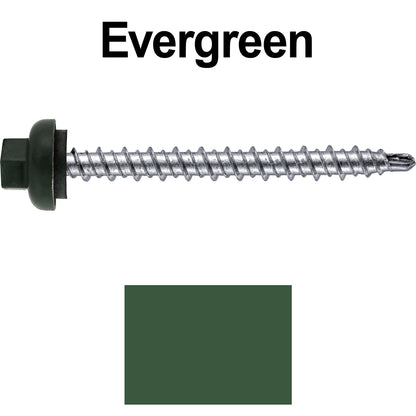 10 X 2” Zinc Aluminum Cap MINI-DRILLER Roofing Screws HI-LO THREAD Zinc Plated Carbon Steel Shank - EPDM Washer - Colored head
