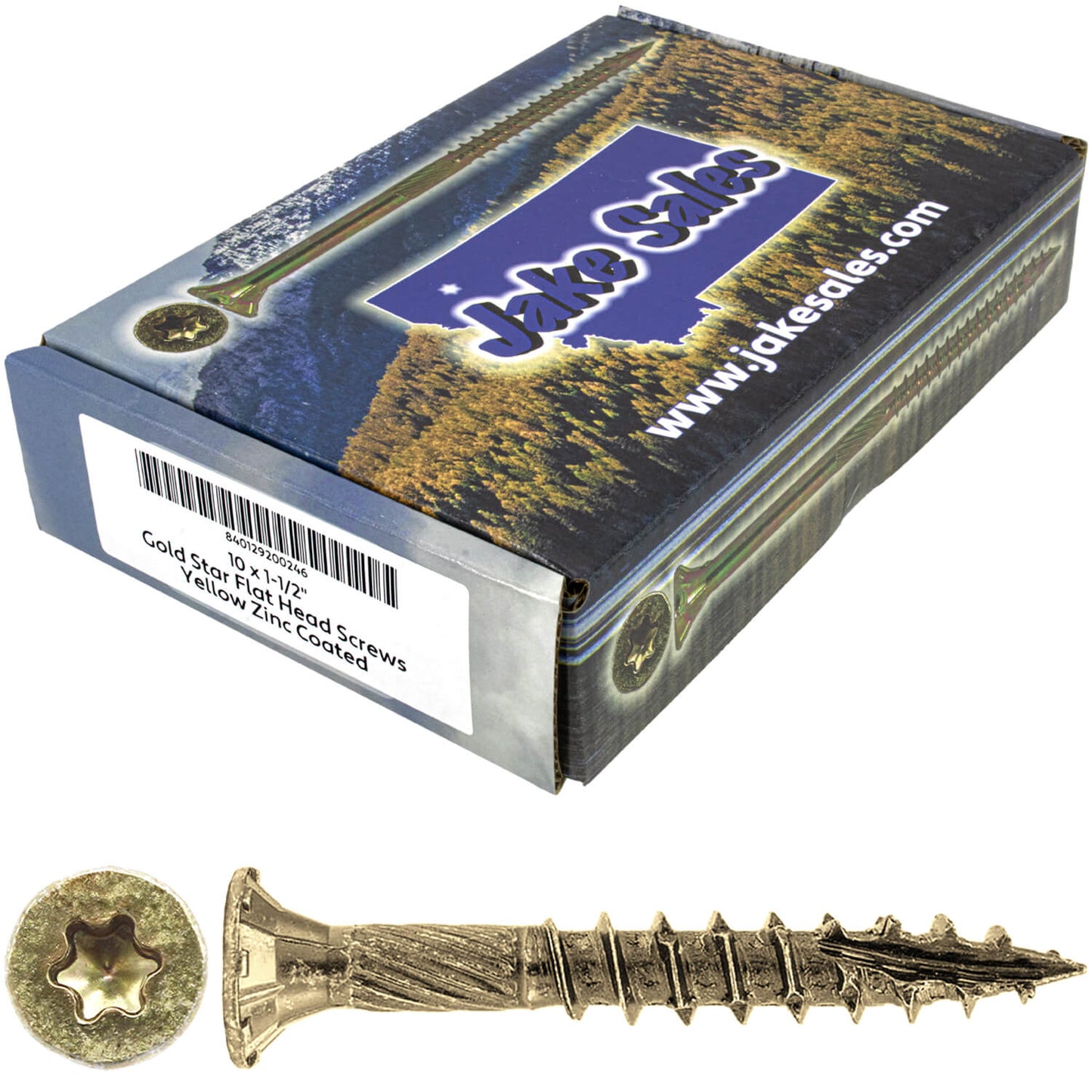 #10 Gold Star/Torx Drive Zinc Coated T-25 Flat Head Wood Screws