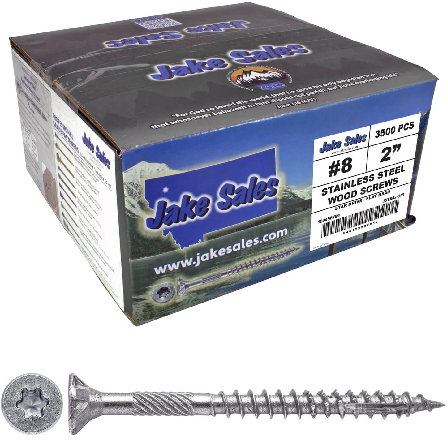 #8 Torx/Star Drive Head - 300 Grade Stainless Steel Torx/Star Drive Wood Screws - Silver Star Stainless Steel Wood Screw