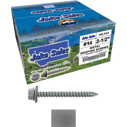 #14  x 2-1/2" Metal ROOFING SCREWS - Hex Washer Head - Self starting/self tapping - EPDM washer. Colored head.