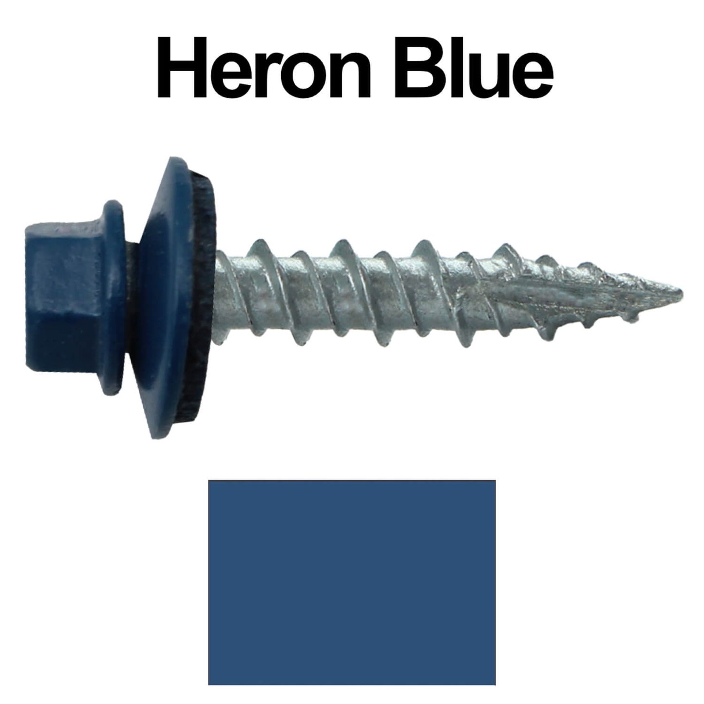 #10 x 1" Metal ROOFING SCREWS - Hex Washer Head - Self starting/self tapping - EPDM washer. Colored head.