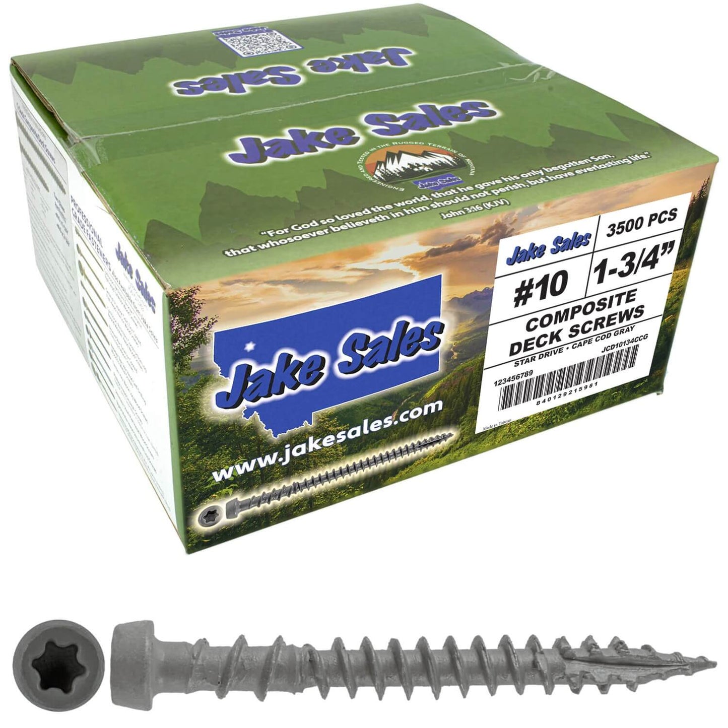 #10 x 1-3/4" Colored Composite Decking Wood Screws with Torx/Star Drive Head (T20 Bit), Exterior Coated, Compatible with Pressure Treated and ACQ Lumber