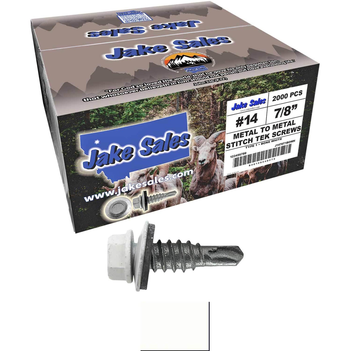 #14 x 7/8" Stitch Tek Metal to Metal Type #1 Roofing Screws - Hex Washer Head - Drill Point - 9/16" EPDM washer.
