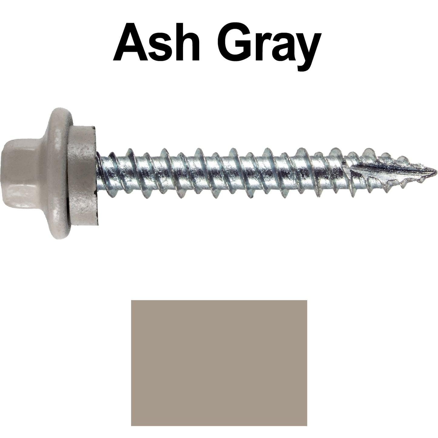 10 x 1-1/2" - STAINLESS HEX / ZINC Sheet Metal Roof Screw. Self starting metal to wood siding screws. EPDM washer. Colored head.