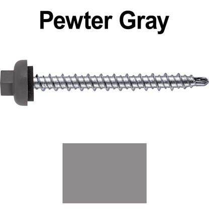 10 X 2” Zinc Aluminum Cap MINI-DRILLER Roofing Screws HI-LO THREAD Zinc Plated Carbon Steel Shank - EPDM Washer - Colored head