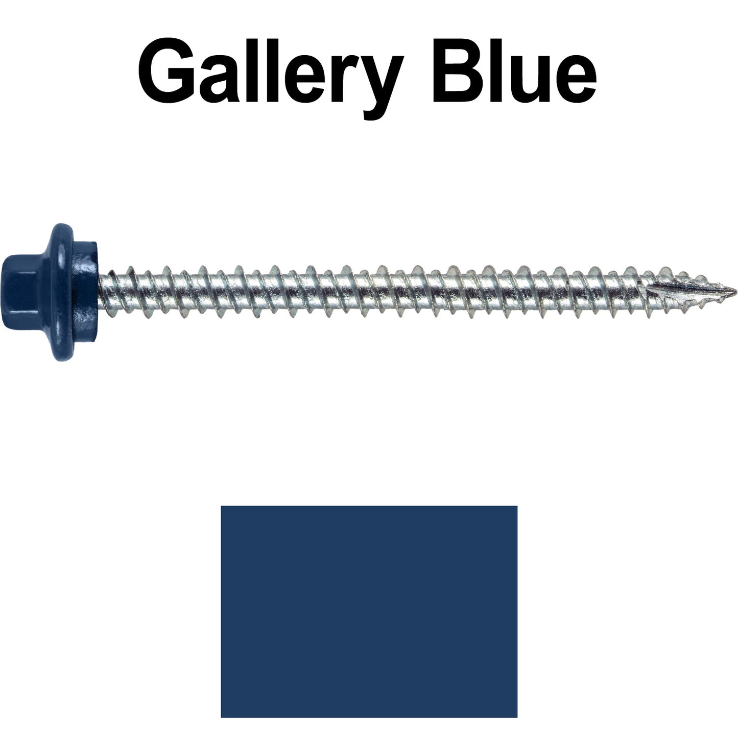 10 x 2-1/2” - STAINLESS HEX / ZINC Sheet Metal Roof Screw. Self starting metal to wood siding screws. EPDM washer. Colored head.