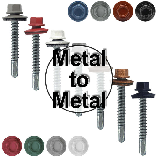#12 x 2" Metal to Metal Type #3 Metal Roofing Screws - Hex Head Drill Point - 9/16" EPDM Washer.