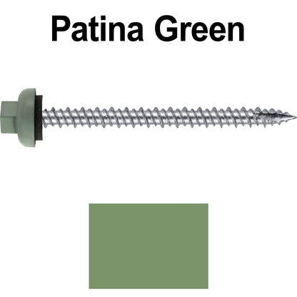 10 X 2-1/2" HI-LO Zinc Aluminum Cap Metal Roofing Screws - Hex Washer Head - Self starting/self tapping - EPDM washer. Colored head.