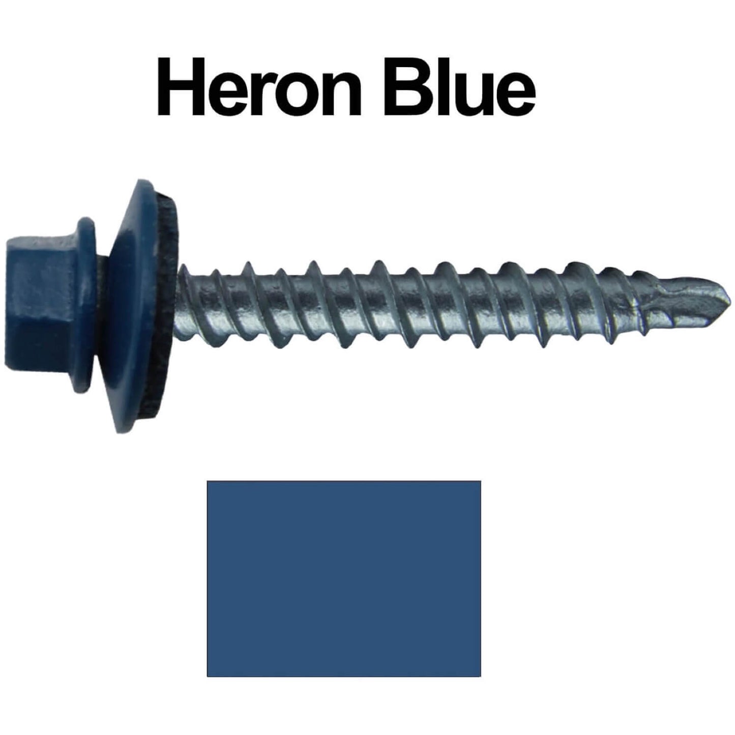 #10 x 1-1/2" Mini Driller Sheet Metal Roofing Screw - Hex Washer Head -  Self starting metal to wood siding screws. EPDM washer. Colored head.
