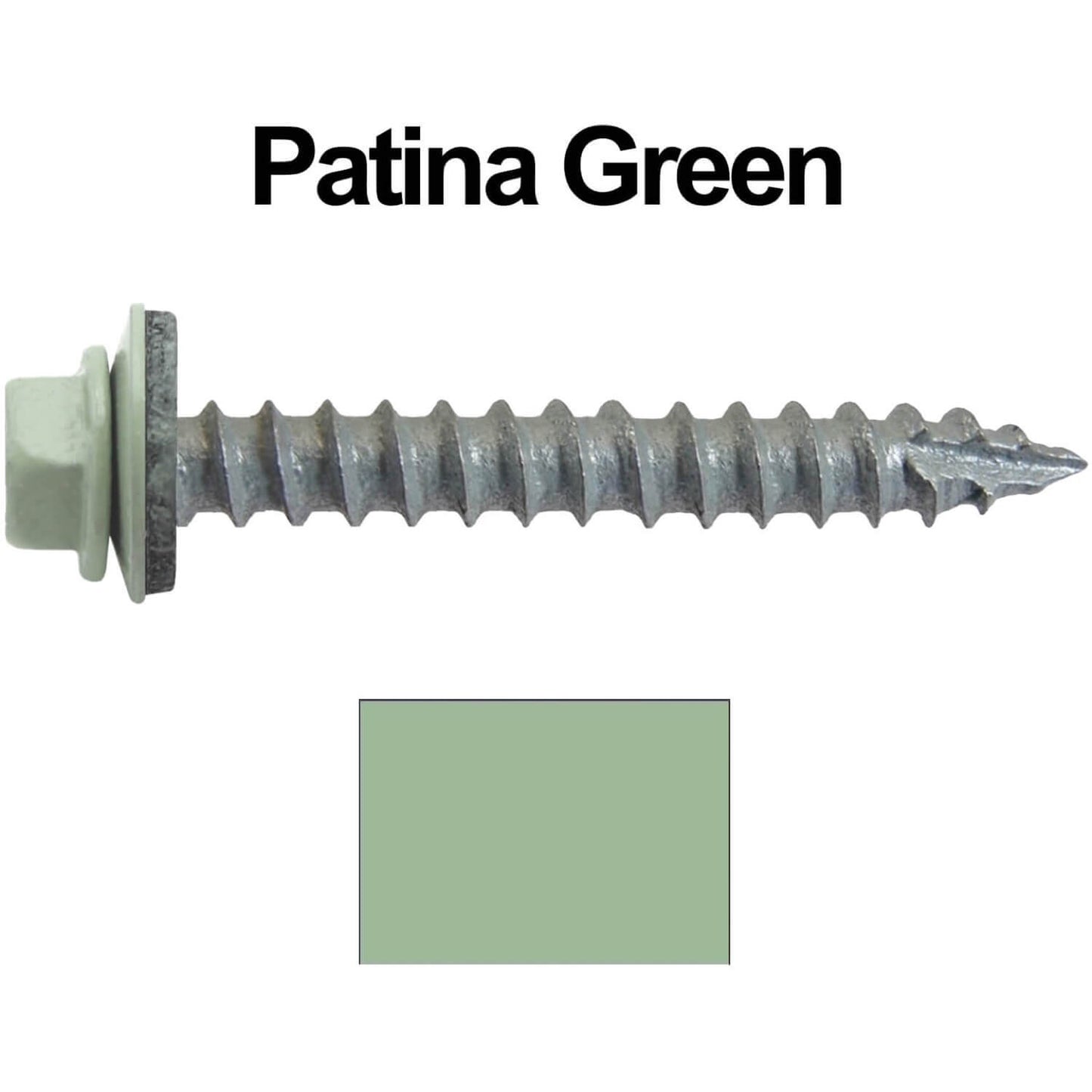 #14 x 2" Metal ROOFING SCREWS - Hex Washer Head - Self starting/self tapping - EPDM washer. Colored head.