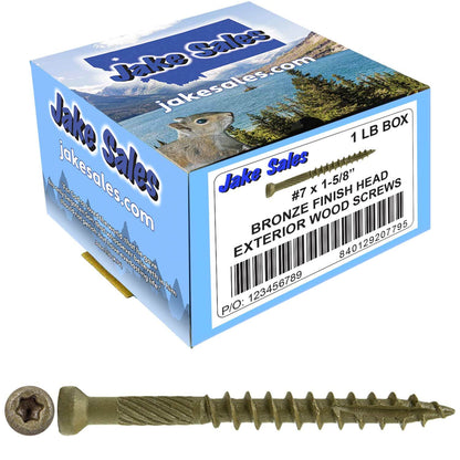 Bronze Coated Multipurpose Wood Screw - Torx/Star Drive - Tiny Finish Head - Exterior Coated - ACQ Compatible - 1-1/4" to 3"