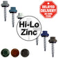 10 X 1" Zinc Aluminum Cap MINI-DRILLER Roofing Screws HI-LO THREAD Zinc Plated Carbon Steel Shank - EPDM Washer - Colored head