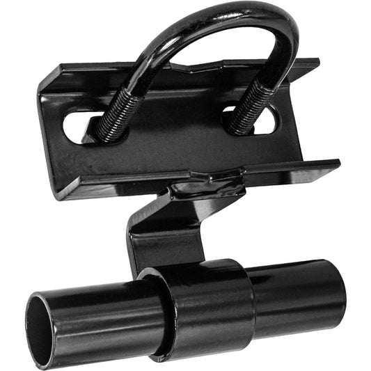 BLACK 1-5/8" Track Rail to 1-5/8" and 1-7/8" Fence Post Rolling Gate Track Bracket - PRESSED STEEL - POWDER COATED