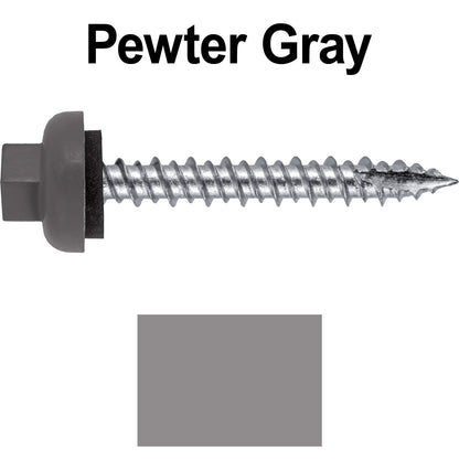 10 X 1-1/2" HI-LO Zinc Aluminum Cap Metal Roofing Screws - Hex Washer Head - Self starting/self tapping - EPDM washer. Colored head.