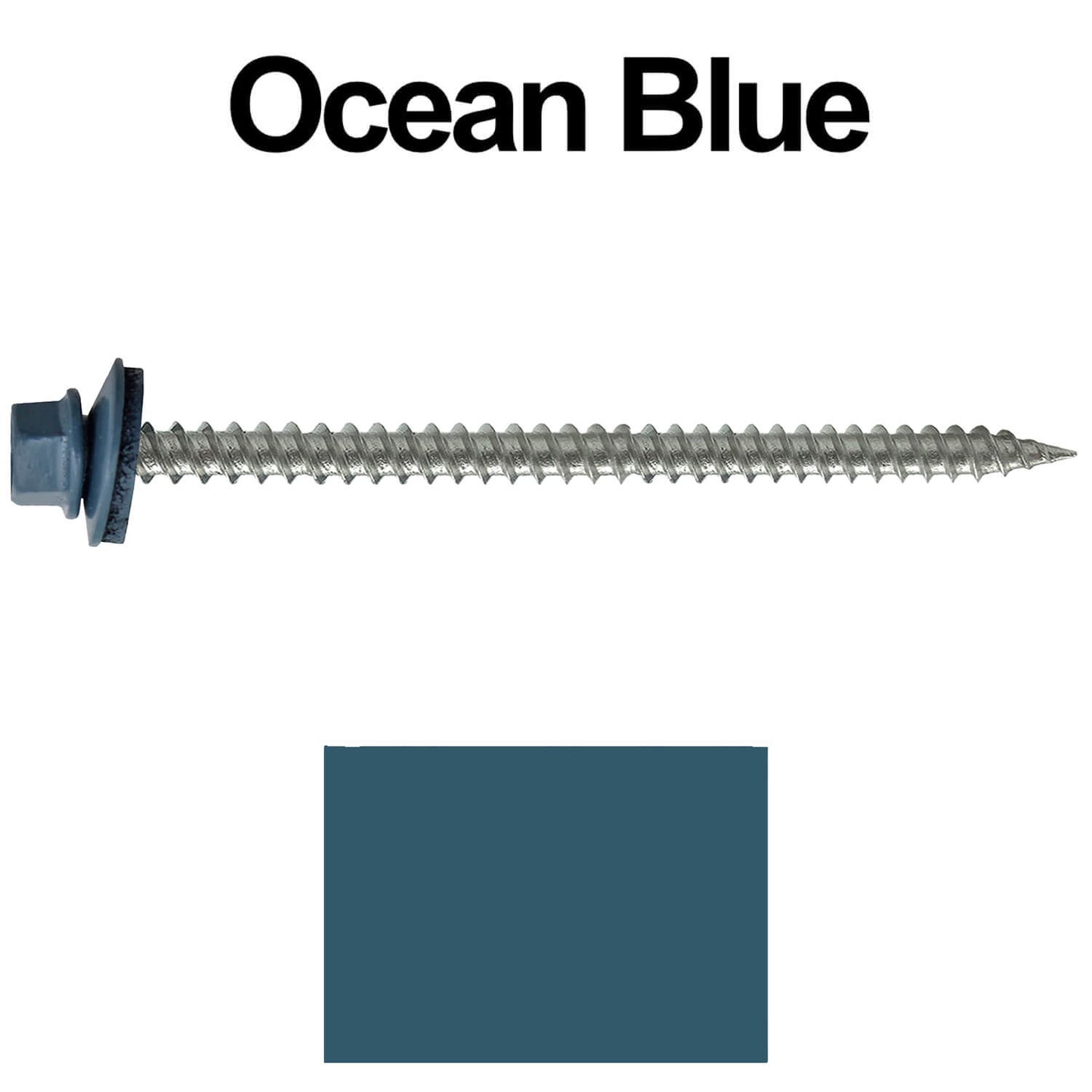 #9 x 3" Stainless Steel Metal Roofing Screws - Hex Washer Head - Self starting/self tapping - EPDM washer. Colored head.