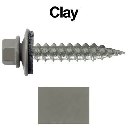 #9 x 1" Stainless Steel Metal Roofing Screws - Hex Washer Head - Self-Piercing (SP) tip metal to wood siding screws. EPDM washer. Colored head.